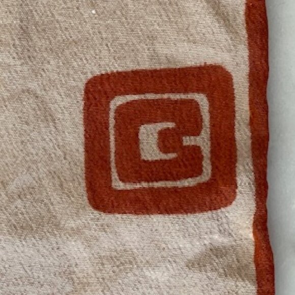 ITALIAN Halle Bros Co Vintage Oblong Scarf Tan Orange - Picture 5 of 15